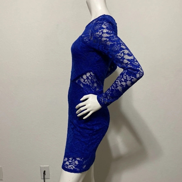 Social Stories Cobalt Blue Lace Side Cut Outs Bodycon Dress Size M - Picture 3 of 9